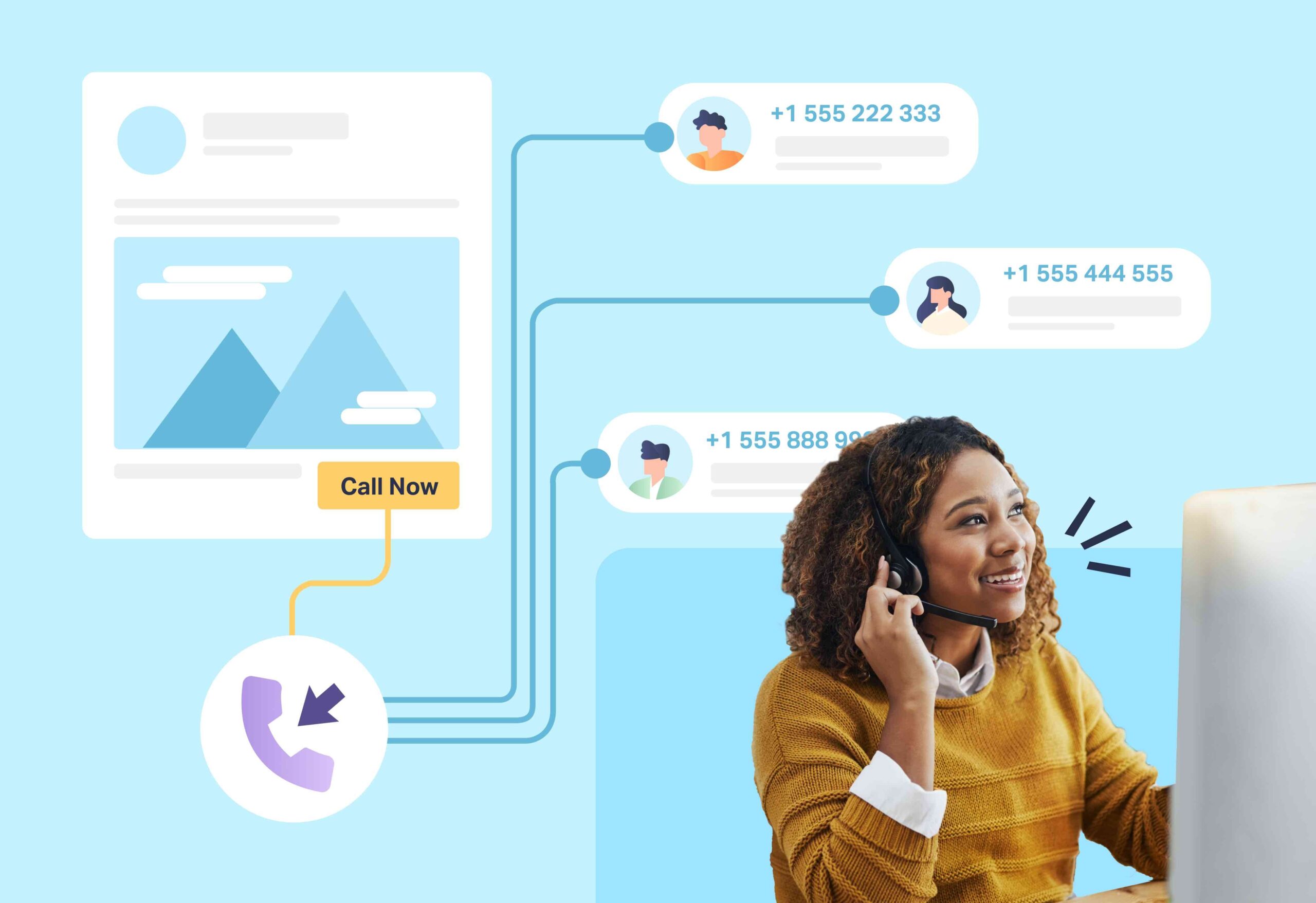 Phone and computer showcasing top call tracking features: detailed analytics and campaign optimization tools.