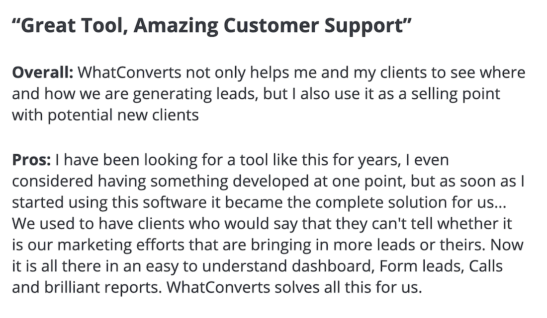 WhatConverts review: Great tool, Amazing Customer Support