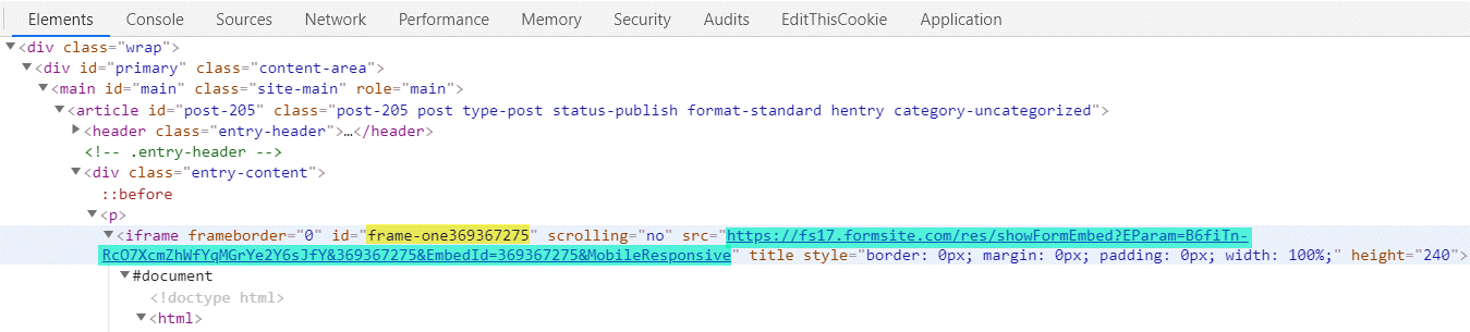 Copy the ID and the Iframe Source