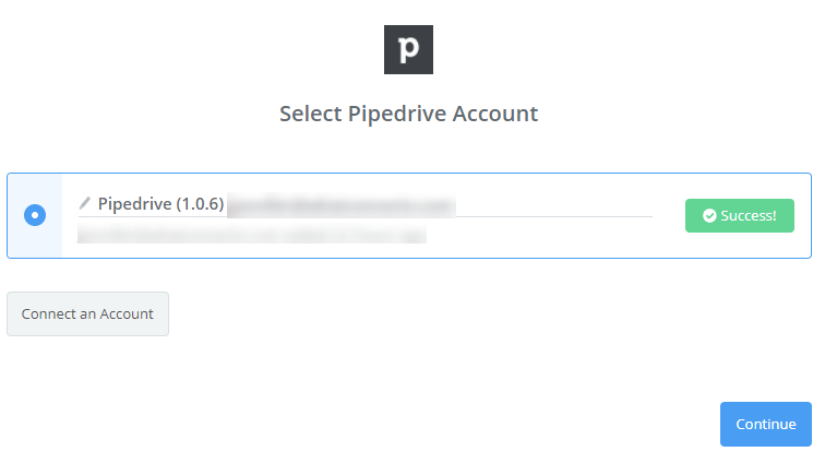 Select Pipedrive account