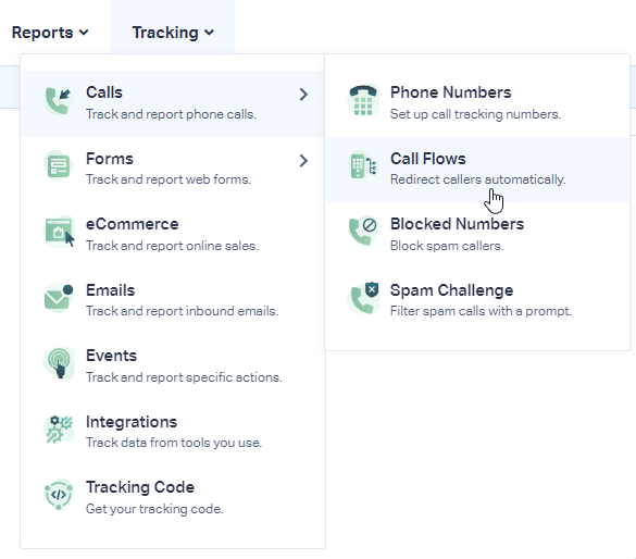 Where to find Call Flows in a WhatConverts Profile